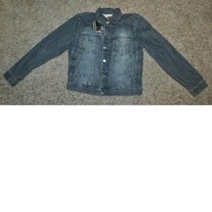 Mens Bear River Workwear Jacket Medium Blue Button Up Sherpa Lined Denim Jean